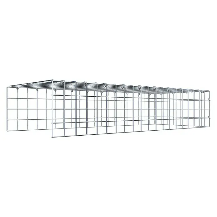 Gabiona Gabione Typ 4 - Zum Anbau in Länge & Höhe, 100 x 40 x 20 cm, Stahl, Maschenbreite: 50 mm, Maschenhöhe: 50 mm, C-Ring - Darstellung eines Gabionenkäfigs. Das Metallgitter ist in Quaderform aufgebaut und dient zur Befüllung mit Steinen oder Erde.