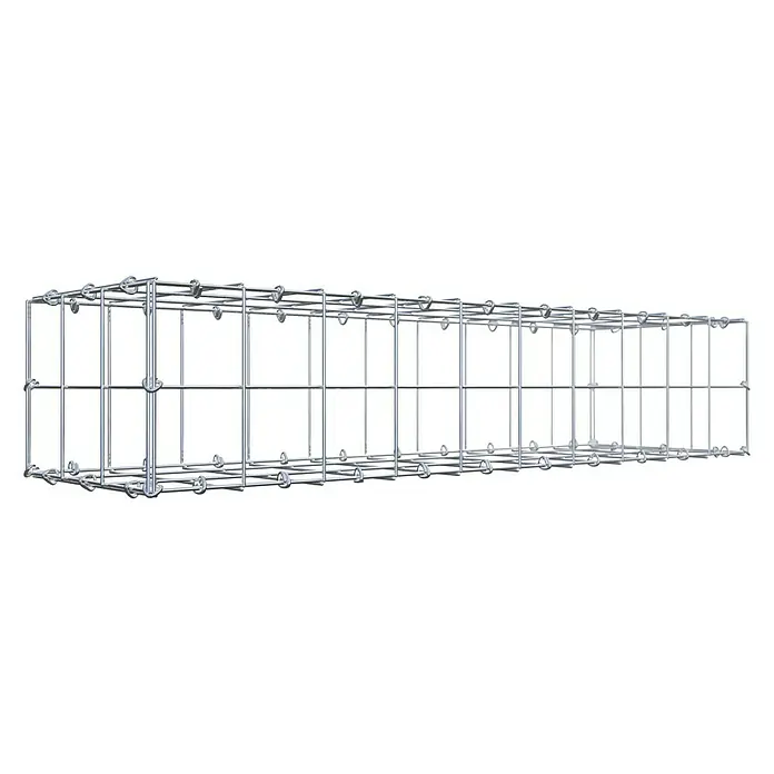 Gabiona Gabione - 100 x 30 x 20 cm, Stahl, Maschenbreite: 100 mm, Maschenhöhe: 100 mm, C-Ring - Draufsicht auf ein Gabionengitter, ein modular aufgebautes System für verschiedene Bauprojekte, das Stabilität und Flexibilität bietet.