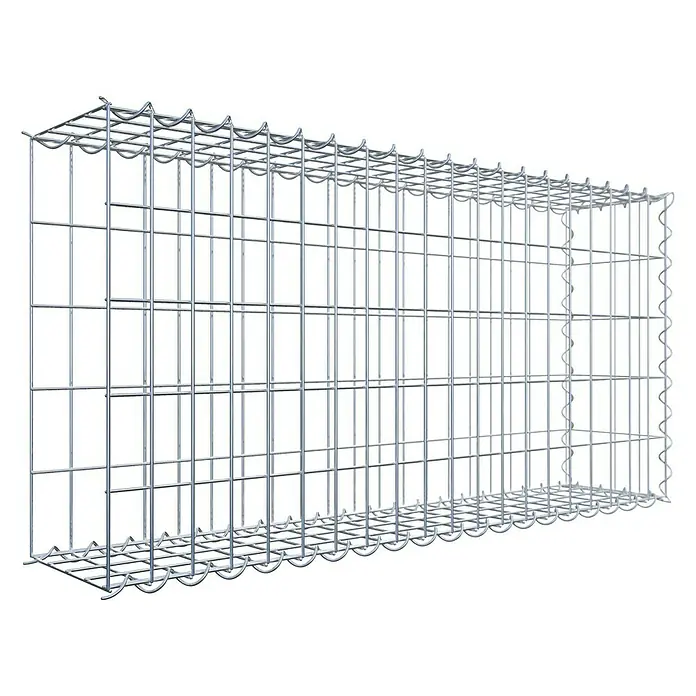 Gabiona Gabione Typ 2 - Zum Anbau in der Länge, 100 x 20 x 50 cm, Stahl, Maschenbreite: 50 mm, Maschenhöhe: 100 mm, Spirale - Gabione aus verzinktem Drahtgeflecht, ideal für Landschaftsbau und Erosionsschutz. Robuste Konstruktion für vielfältige Anwendungen im Außenbereich.
