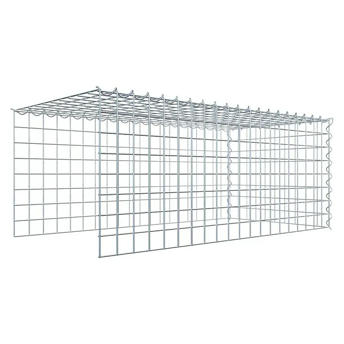 Gabiona Gabione Typ 4 - Zum Anbau in Länge & Höhe, 100 x 50 x 40 cm, Stahl, Maschenbreite: 50 mm, Maschenhöhe: 50 mm, Spirale - Rechteckiger Gabionenkorb aus verzinktem Drahtgeflecht für den Außenbereich, ideal für Landschaftsbauprojekte und zur Hangbefestigung.
