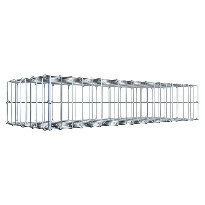 Gabiona Gabione - 100 x 40 x 20 cm, Stahl, Maschenbreite: 50 mm, Maschenhöhe: 100 mm, C-Ring - Darstellung eines länglichen Gabionenkorbes, ideal zur Gestaltung von Gärten und Außenbereichen, aus stabilem Drahtgitter gefertigt.