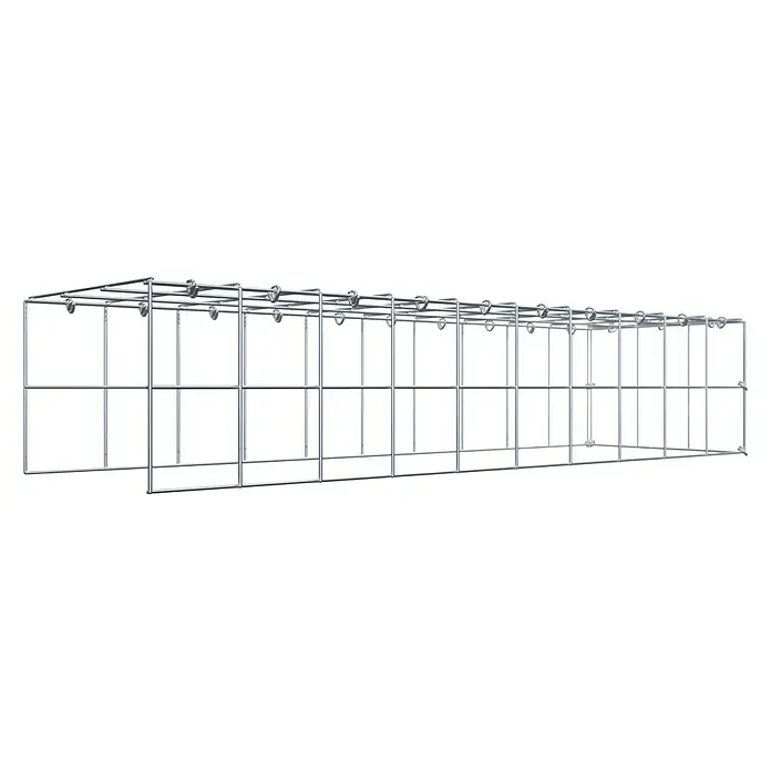 Gabiona Gabione Typ 4 - Zum Anbau in Länge & Höhe, 100 x 30 x 20 cm, Stahl, Maschenbreite: 100 mm, Maschenhöhe: 100 mm, C-Ring - Metallkonstruktion für Kabelmanagement. Das Produkt ist eine Kabelrinne zur sicheren und organisierten Verlegung von Kabeln in Industrieanlagen.