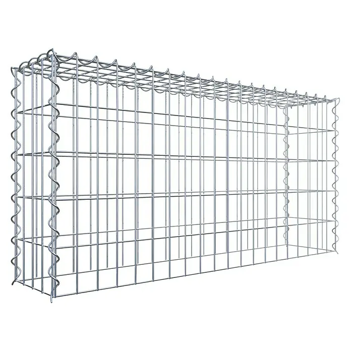 Gabiona Gabione Typ 3 - Zum Anbau in der Höhe, 100 x 20 x 50 cm, Stahl, Maschenbreite: 50 mm, Maschenhöhe: 100 mm, Spirale - Ein Gabionenkorb aus verzinktem Drahtgeflecht, ideal für dekorative und funktionale Landschaftsgestaltung. Robust und vielseitig einsetzbar.