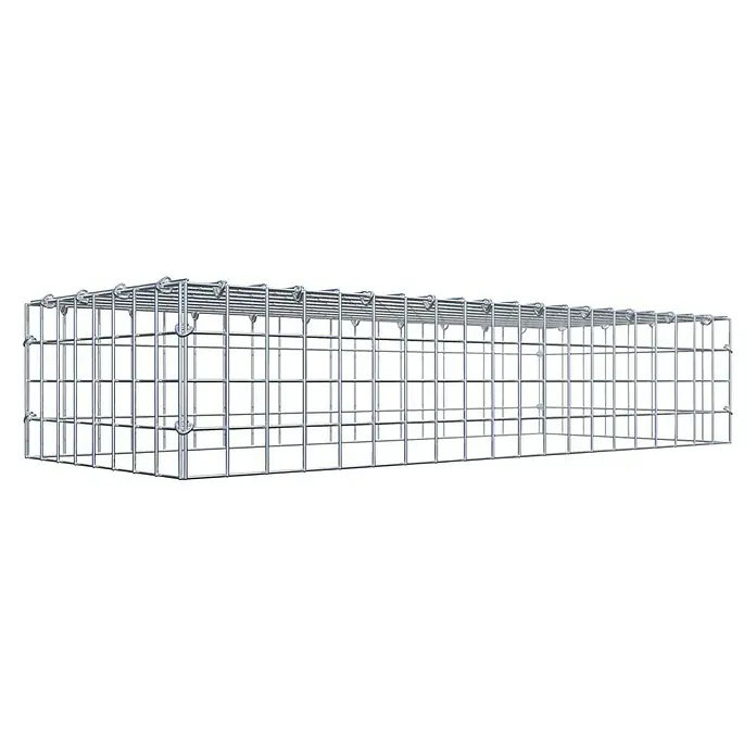 Gabiona Gabione Typ 3 - Zum Anbau in der Höhe, 100 x 40 x 20 cm, Stahl, Maschenbreite: 50 mm, Maschenhöhe: 50 mm, C-Ring - Abgebildeter Gabionenkorb aus Metall. Der Gitterkorb dient zur Befüllung mit Steinen oder anderen Materialien für den Garten- und Landschaftsbau.