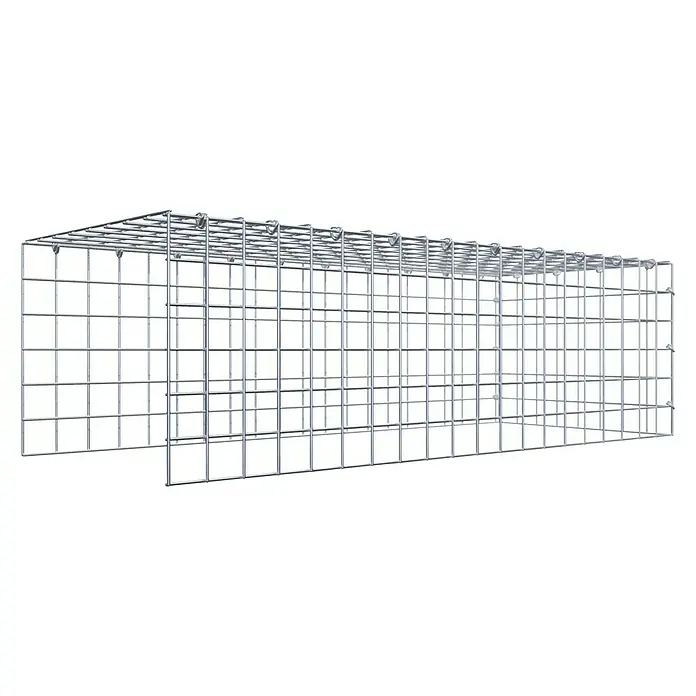 Gabiona Gabione Typ 4 - Zum Anbau in Länge & Höhe, 100 x 40 x 30 cm, Stahl, Maschenbreite: 50 mm, Maschenhöhe: 50 mm, C-Ring - Silberner Gabionenkorb mit quadratischen Maschen, ideal für Landschaftsbau und Erosionsschutz. Robuste Konstruktion für vielseitige Anwendungen.
