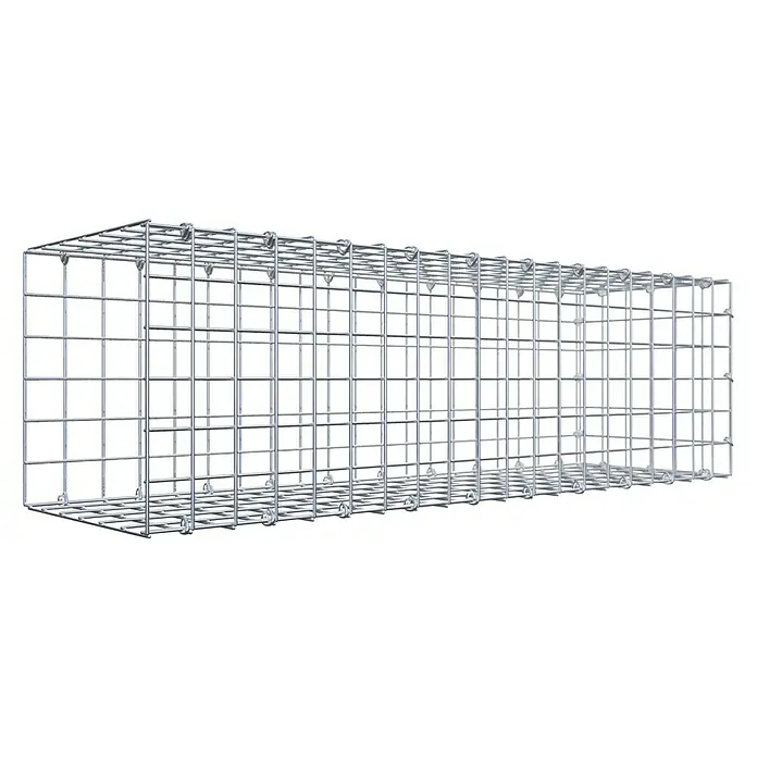 Gabiona Gabione Typ 2 - Zum Anbau in der Länge, 100 x 30 x 30 cm, Stahl, Maschenbreite: 50 mm, Maschenhöhe: 50 mm, C-Ring - Ein Gabionenkorb aus verzinktem Drahtgitter. Perfekt für den Garten- und Landschaftsbau, bietet Stabilität und Flexibilität.