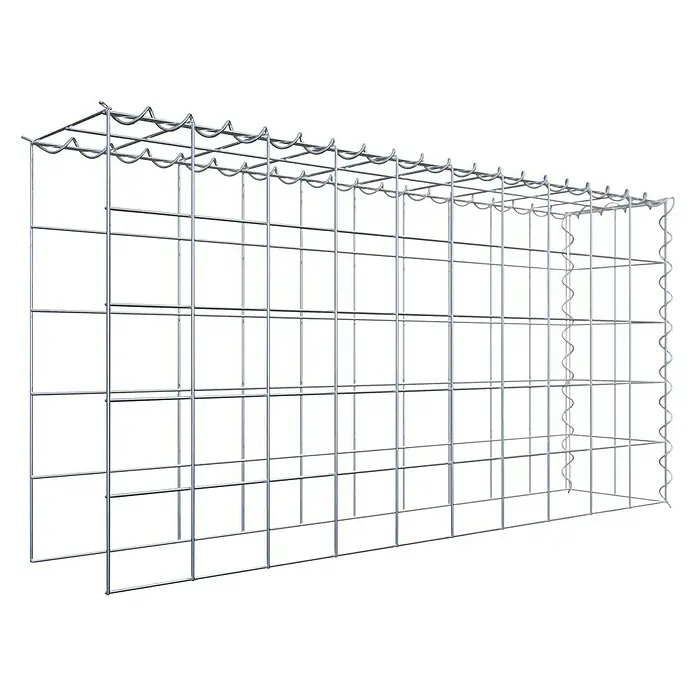 Gabiona Gabione Typ 4 - Zum Anbau in Länge & Höhe, 100 x 20 x 50 cm, Stahl, Maschenbreite: 100 mm, Maschenhöhe: 100 mm, Spirale - Metallgitterbox, ideal für den Garten- und Landschaftsbau. Stabile Konstruktion zur Befüllung mit Steinen oder Erde.