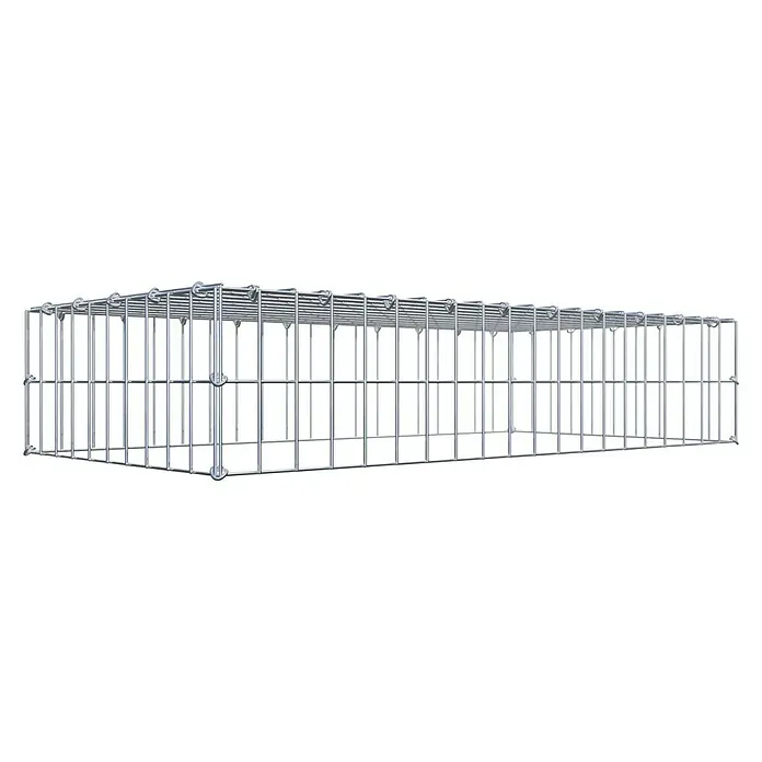 Gabiona Gabione Typ 3 - Zum Anbau in der Höhe, 100 x 50 x 20 cm, Stahl, Maschenbreite: 50 mm, Maschenhöhe: 100 mm, C-Ring - Ein langes Gabionengitter, das stabil und bereit für die Befüllung mit Steinen oder anderen Materialien ist. Ideal für den Landschaftsbau.