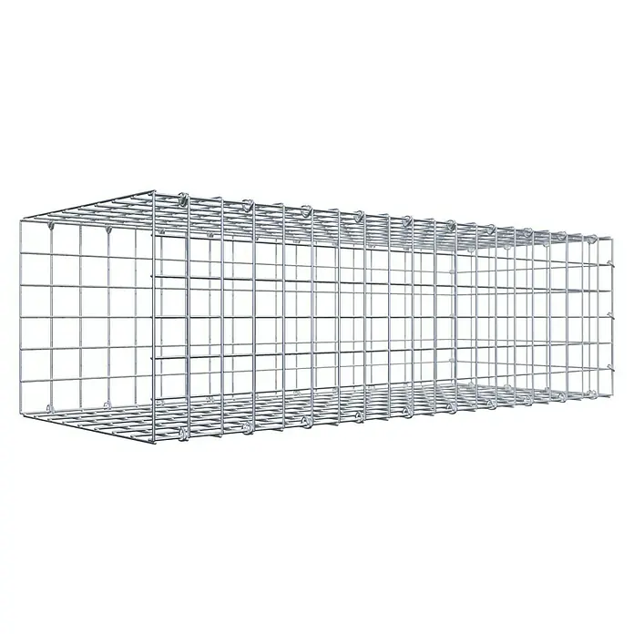 Gabiona Gabione Typ 2 - Zum Anbau in der Länge, 100 x 40 x 30 cm, Stahl, Maschenbreite: 50 mm, Maschenhöhe: 50 mm, C-Ring - Drahtschotterkorb zur Bodenstabilisierung. Robuste Gabione aus verzinktem Drahtgeflecht für den Einsatz im Garten- und Landschaftsbau.