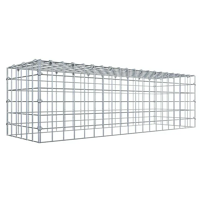 Gabiona Gabione Typ 3 - Zum Anbau in der Höhe, 100 x 30 x 30 cm, Stahl, Maschenbreite: 50 mm, Maschenhöhe: 50 mm, C-Ring - Ein rechteckiger Gabionenkorb aus verzinktem Drahtgeflecht, ideal für den Garten- und Landschaftsbau, bietet vielseitige Gestaltungsmöglichkeiten.