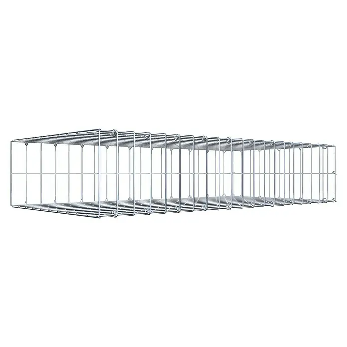 Gabiona Gabione Typ 2 - Zum Anbau in der Länge, 100 x 50 x 20 cm, Stahl, Maschenbreite: 50 mm, Maschenhöhe: 100 mm, C-Ring - Draufsicht auf eine Kabelführung aus Drahtgeflecht, die eine robuste und zuverlässige Lösung für die Organisation von Kabeln bietet.