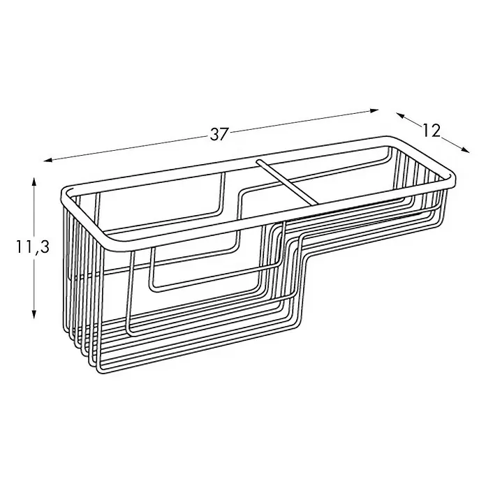 Tatay Aluminium Cesta de baño rectangular - 12 x 37 x 11,5 cm, Cromo - Estante de baño de alambre con dimensiones. El diseño elegante proporciona almacenamiento práctico para accesorios de ducha.