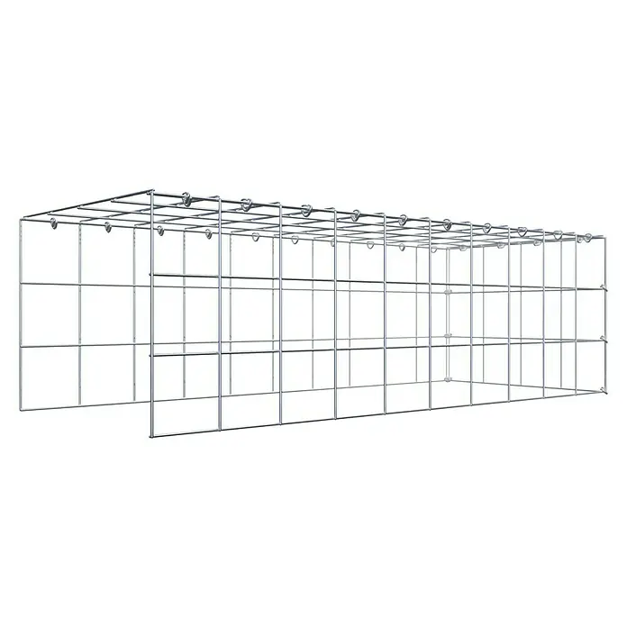 Gabiona Gabione Typ 4 - Zum Anbau in Länge & Höhe, 100 x 40 x 30 cm, Stahl, Maschenbreite: 100 mm, Maschenhöhe: 100 mm, C-Ring - Ein Drahtgitterkorb mit einer rechteckigen Form, ideal für verschiedene Anwendungen im Gartenbau und Landschaftsbau.