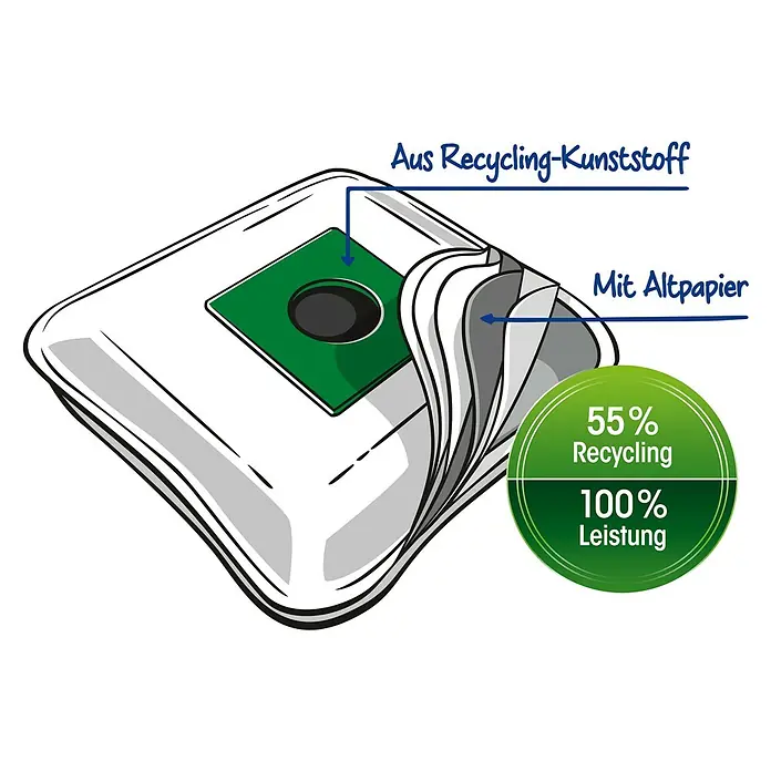 Swirl Staubsaugerbeutel S 67 EcoPor - 4 Stk., Passend für: Staubsauger von Bosch/Siemens - Staubsaugerbeutel, hergestellt aus Recycling-Kunststoff und Altpapier, 55 % Recycling, 100 % Leistung für effizientes Staubsaugen.