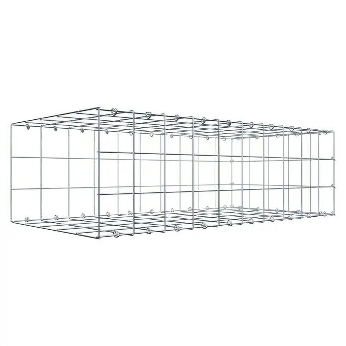 Gabiona Gabione Typ 2 - Zum Anbau in der Länge, 100 x 50 x 30 cm, Stahl, Maschenbreite: 100 mm, Maschenhöhe: 100 mm, C-Ring - Ein Drahtgeflecht-Gabionenkorb, der zur Stabilisierung und als dekoratives Element im Garten- und Landschaftsbau eingesetzt wird.