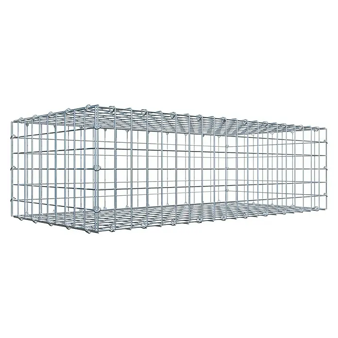 Gabiona Gabione - 100 x 50 x 30 cm, Stahl, Maschenbreite: 50 mm, Maschenhöhe: 50 mm, C-Ring - Ein Drahtkorb, der typischerweise für Gabionen verwendet wird, aus verzinktem Stahl und mit quadratischen Maschen.