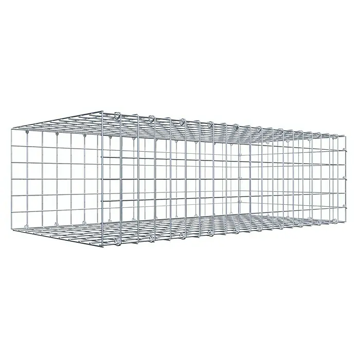 Gabiona Gabione Typ 2 - Zum Anbau in der Länge, 100 x 50 x 30 cm, Stahl, Maschenbreite: 50 mm, Maschenhöhe: 50 mm, C-Ring - Abbildung eines Gabionenkorbs aus Drahtgeflecht, der Stabilität und Flexibilität für verschiedene Bauprojekte bietet. Optimal für den Einsatz im Garten- und Landschaftsbau.