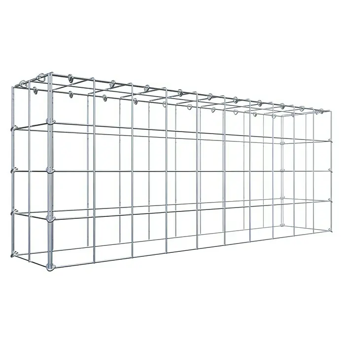 Gabiona Gabione Typ 3 - Zum Anbau in der Höhe, 100 x 20 x 40 cm, Stahl, Maschenbreite: 100 mm, Maschenhöhe: 100 mm, C-Ring - Draufsicht eines Gabionen-Baukastens mit quadratischen Maschen. Das Metallgestell für den Steinkorb bietet eine hohe Stabilität und Haltbarkeit.