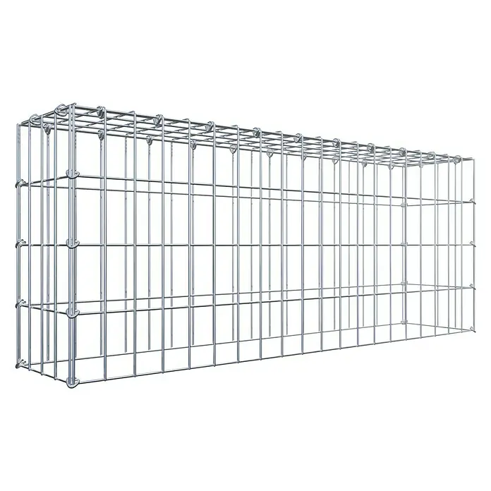 Gabiona Gabione Typ 3 - Zum Anbau in der Höhe, 100 x 20 x 40 cm, Stahl, Maschenbreite: 50 mm, Maschenhöhe: 100 mm, C-Ring - Metallkorbstruktur: Robust und langlebig, ideal für Gartenbau und Landschaftsgestaltung. Der Drahtkorb bietet sicheren Halt für Steine.