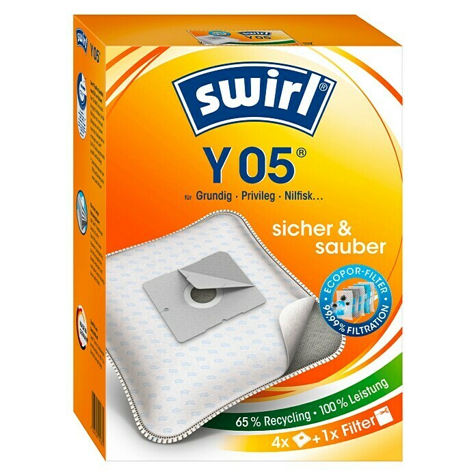 Swirl MicroPor Plus Staubsaugerbeutel Y 05 (4 Stk., Passend für: Dirt Devil Staubsauger)