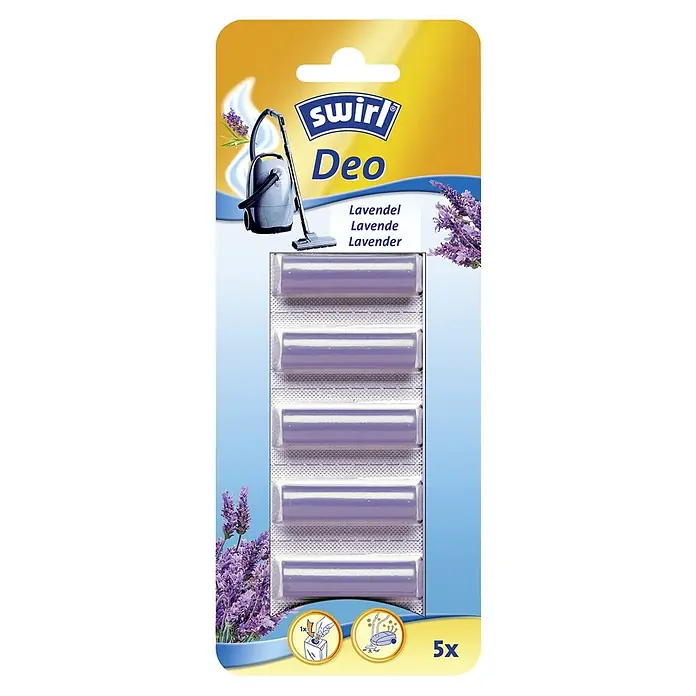Swirl Staubsauger-Duftstick - Lavendel - Abbildung einer Packung Swirl Deo Staubsauger-Duftstäbchen mit Lavendelduft, die für ein angenehmes Aroma beim Staubsaugen sorgen.