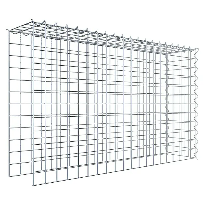 Gabiona Gabione Typ 4 - Zum Anbau in Länge & Höhe, 100 x 20 x 60 cm, Stahl, Maschenbreite: 50 mm, Maschenhöhe: 50 mm, Spirale - Ein rechteckiger Gabionenkorb aus verzinktem Stahlgitter, ideal für den Garten- und Landschaftsbau. Robuste Bauweise für vielseitige Anwendungen.