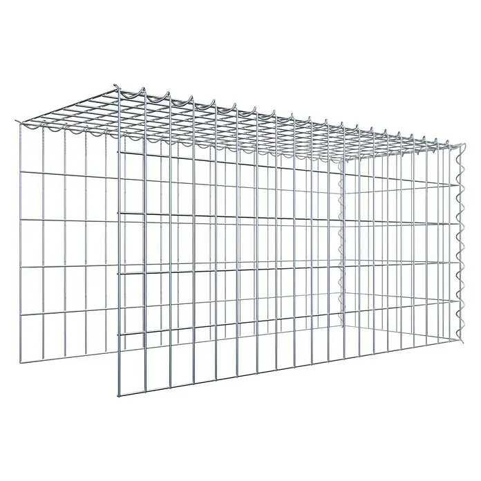 Gabiona Gabione Typ 4 - Zum Anbau in Länge & Höhe, 100 x 40 x 50 cm, Stahl, Maschenbreite: 50 mm, Maschenhöhe: 100 mm, Spirale - Ein rechteckiger Gabionen-Korb aus silbernem Metalldrahtgeflecht. Der Gabionenkorb ist leer und bereit zur Befüllung mit Steinen oder anderen Materialien.