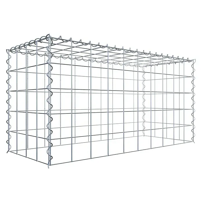 Gabiona Gabione Typ 3 - Zum Anbau in der Höhe, 100 x 40 x 50 cm, Stahl, Maschenbreite: 100 mm, Maschenhöhe: 100 mm, Spirale - Darstellung eines Gabionenkäfigs, ideal für den Einsatz in Garten- und Landschaftsbauprojekten zur Hangbefestigung und Gestaltung.