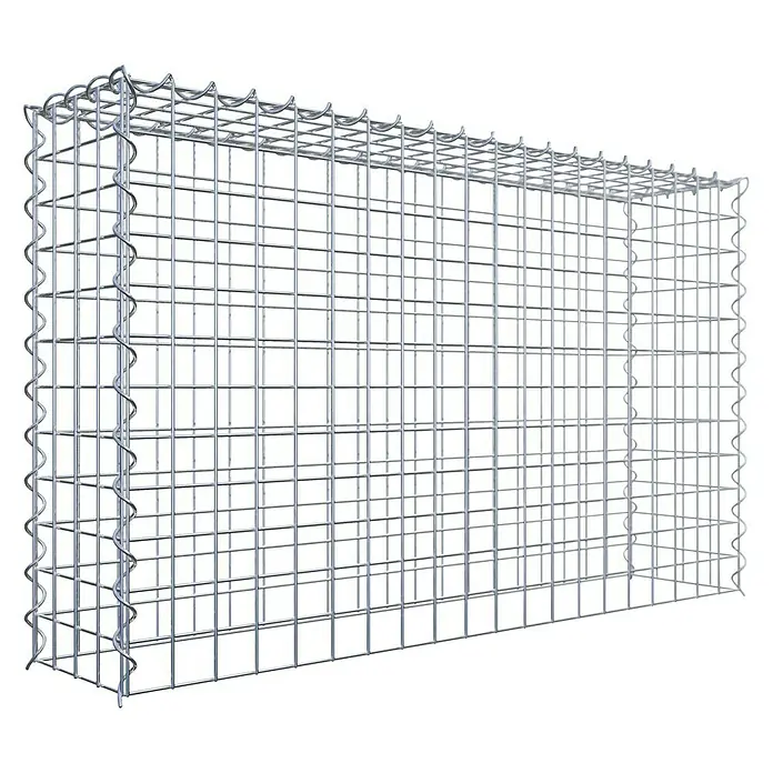 Gabiona Gabione Typ 3 - Zum Anbau in der Höhe, 100 x 20 x 60 cm, Stahl, Maschenbreite: 50 mm, Maschenhöhe: 50 mm - Das Bild zeigt einen Gabionenkorb aus verzinktem Draht, der für den Einsatz im Garten- und Landschaftsbau geeignet ist.