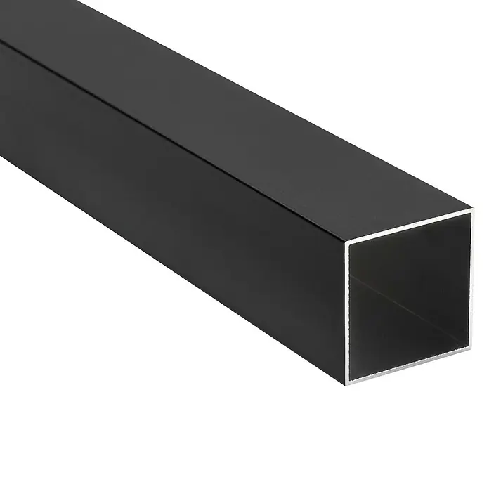 Tubo cuadrado de compensación - L x An x Al: 200 x 4 x 4 cm, Negro - Tubo cuadrado negro de metal, ideal para construcciones y marcos. La forma precisa y la superficie lo hacen versátil en aplicaciones.