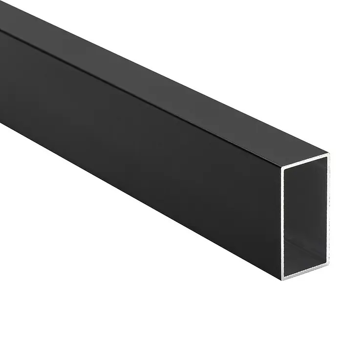 Tubo rectangular de compensación - L x An x Al: 200 x 4 x 2 cm, Negro - Tubo cuadrado de metal negro, ideal para la construcción y el armazón, duradero y versátil para diversas aplicaciones.