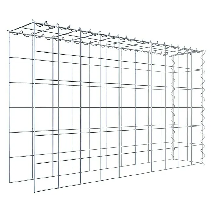 Gabiona Gabione Typ 4 - Zum Anbau in Länge & Höhe, 100 x 20 x 60 cm, Stahl, Maschenbreite: 100 mm, Maschenhöhe: 100 mm, Spirale - Bild eines Gabionenkorbs aus verzinktem Draht. Ideal für den Gartenbau und die Landschaftsgestaltung, stabil und langlebig.