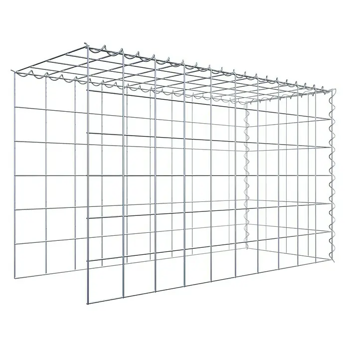Gabiona Gabione Typ 4 - Zum Anbau in Länge & Höhe, 100 x 40 x 60 cm, Stahl, Maschenbreite: 100 mm, Maschenhöhe: 100 mm, Spirale - Ansicht eines Gabionenkorbs, der aus einem robusten, quadratischen Drahtgitter besteht und sich ideal für Landschaftsbau und Stützmauern eignet.