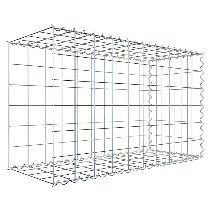 Gabiona Gabione Typ 2 - Zum Anbau in der Länge, 100 x 40 x 60 cm, Stahl, Maschenbreite: 100 mm, Maschenhöhe: 100 mm, Spirale - Produktbild eines rechteckigen Gabionenkörpers aus Drahtgeflecht. Perfekt für den Garten- und Landschaftsbau.
