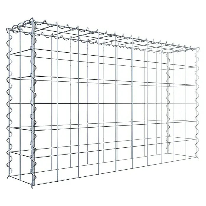 Gabiona Gabione Typ 3 - Zum Anbau in der Höhe, 100 x 20 x 60 cm, Stahl, Maschenbreite: 100 mm, Maschenhöhe: 100 mm - Ein Gabionenkorb aus robustem Drahtgeflecht, ideal für den Garten- und Landschaftsbau. Die Drahtstruktur sorgt für Stabilität und Langlebigkeit.
