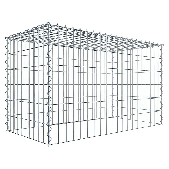 Gabiona Gabione Typ 3 - Zum Anbau in der Höhe, 100 x 50 x 60 cm, Stahl, Maschenbreite: 50 mm, Maschenhöhe: 100 mm, Spirale - Ein leeres Gabionenkäfig-Produktbild, das die robuste Konstruktion für den Außenbereich präsentiert, ideal für Landschaftsbau und Erosionsschutz.