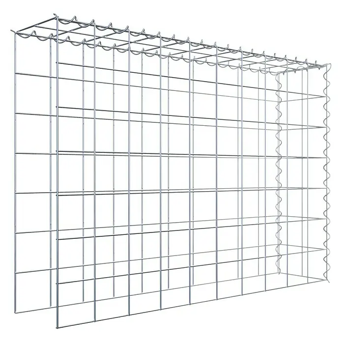 Gabiona Gabione Typ 4 - Zum Anbau in Länge & Höhe, 100 x 20 x 70 cm, Stahl, Maschenbreite: 100 mm, Maschenhöhe: 100 mm, Spirale - Drahtgitterbox zur Befüllung mit Steinen. Robuste Gabione für Gartenbau und Landschaftsgestaltung. Langlebig und vielseitig einsetzbar.