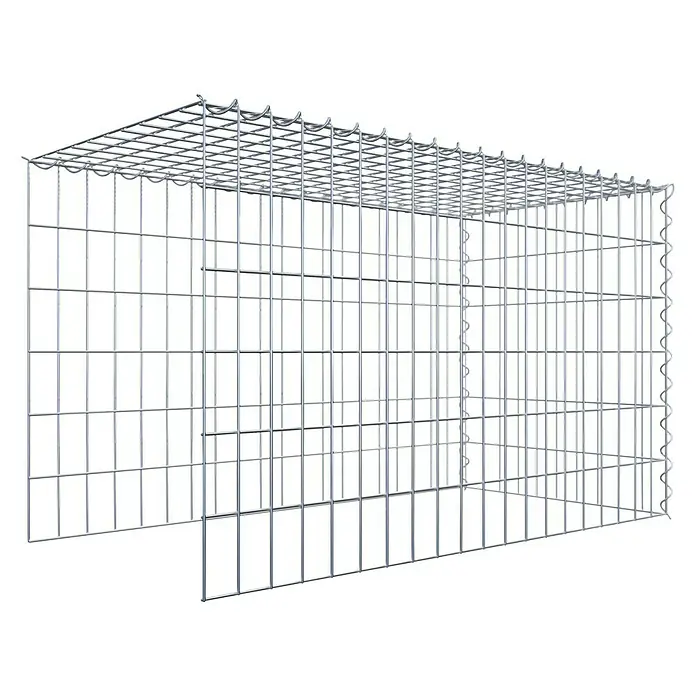 Gabiona Gabione Typ 4 - Zum Anbau in Länge & Höhe, 100 x 50 x 60 cm, Stahl, Maschenbreite: 50 mm, Maschenhöhe: 100 mm, Spirale - Ein detailliertes Bild eines Gabionenkorbs aus verzinktem Draht, ideal für den Garten- und Landschaftsbau, mit robuster Struktur.