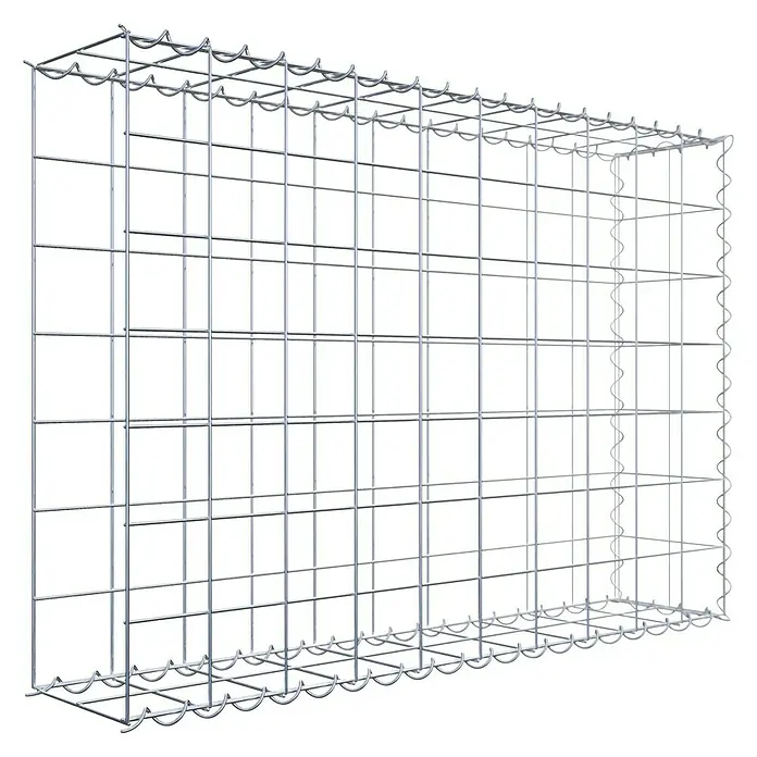 Gabiona Gabione Typ 2 - Zum Anbau in der Länge, 100 x 20 x 70 cm, Stahl, Maschenbreite: 100 mm, Maschenhöhe: 100 mm, Spirale - Metallgitterstruktur, ideal für den Bau von Gabionen. Die Konstruktion ist robust und bietet vielseitige Einsatzmöglichkeiten im Gartenbau.