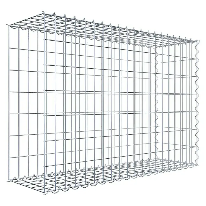 Gabiona Gabione Typ 2 - Zum Anbau in der Länge, 100 x 30 x 70 cm, Stahl, Maschenbreite: 50 mm, Maschenhöhe: 100 mm, Spirale - Abbildung eines Gabionenkorbs.