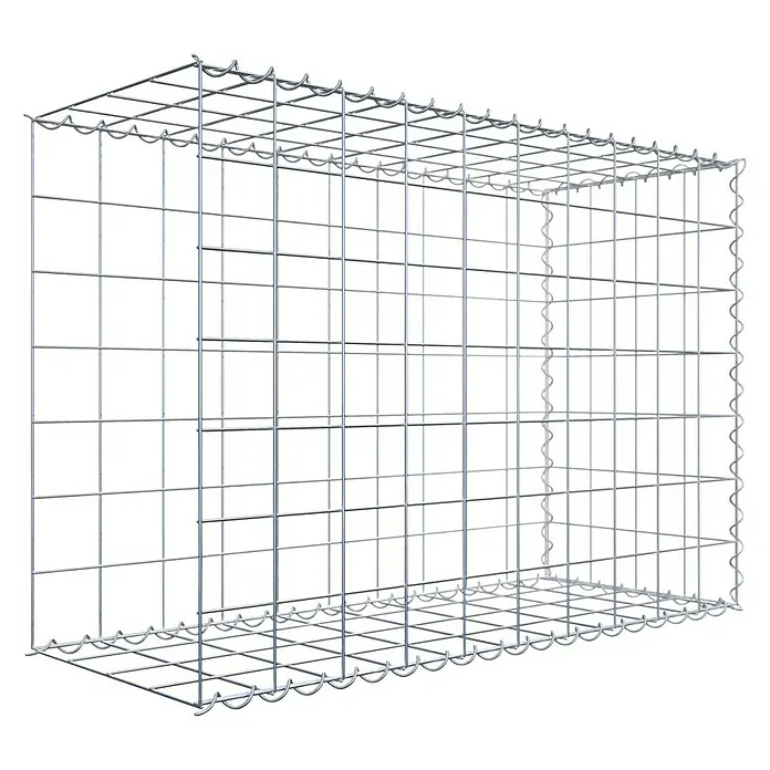 Gabiona Gabione Typ 2 - Zum Anbau in der Länge, 100 x 40 x 70 cm, Stahl, Maschenbreite: 100 mm, Maschenhöhe: 100 mm, Spirale - Das Bild zeigt einen Gabionen-Bausatz. Es ist ein Gitterbehälter, der mit Steinen oder anderen Materialien gefüllt wird.
