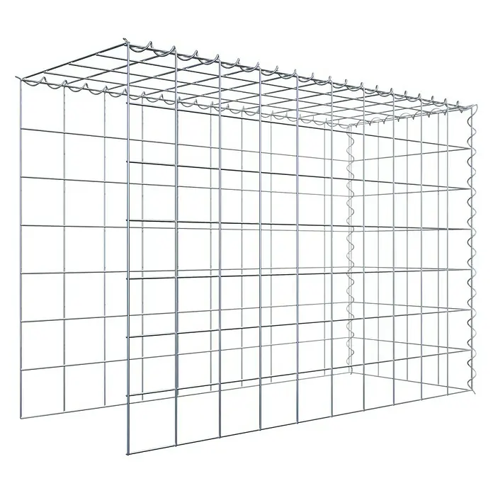 Gabiona Gabione Typ 4 - Zum Anbau in Länge & Höhe, 100 x 40 x 70 cm, Stahl, Maschenbreite: 100 mm, Maschenhöhe: 100 mm, Spirale - Produktabbildung eines Gabionenkorbs aus Drahtgeflecht, ideal für Gartenbau und Landschaftsgestaltung, in einer klaren Darstellung auf schwarzem Hintergrund.
