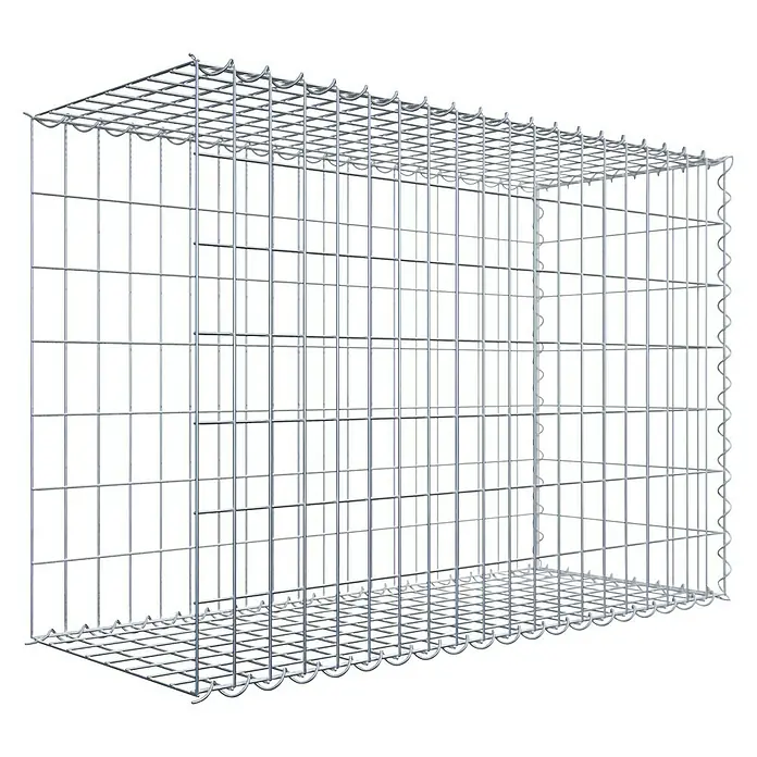 Gabiona Gabione Typ 2 - Zum Anbau in der Länge, 100 x 40 x 70 cm, Stahl, Maschenbreite: 50 mm, Maschenhöhe: 100 mm, Spirale - Ein rechteckiger Gabionenkorb aus verzinktem Drahtgitter, ideal für den Garten- und Landschaftsbau, mit quadratischen Maschen.