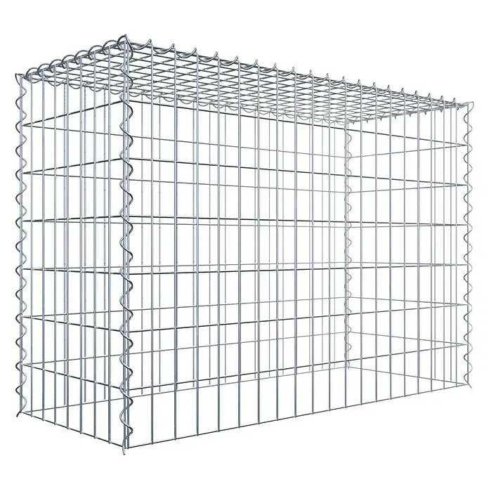 Gabiona Gabione Typ 3 - Zum Anbau in der Höhe, 100 x 40 x 70 cm, Stahl, Maschenbreite: 50 mm, Maschenhöhe: 100 mm, Spirale - Abbildung eines Gabionenkorbs aus verzinktem Draht. Das Produkt ist ideal für den Garten- und Landschaftsbau und bietet Stabilität für Hänge.