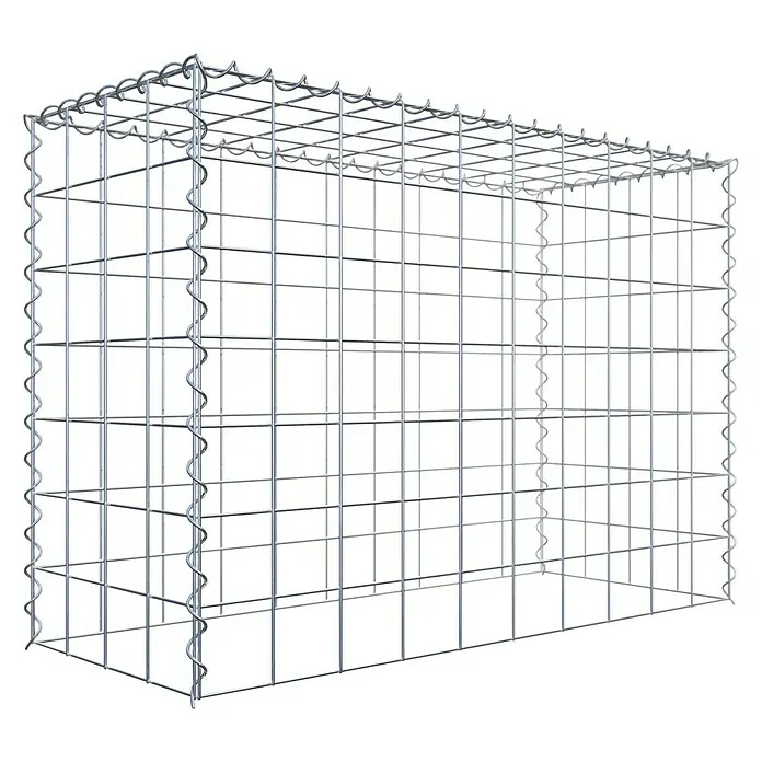 Gabiona Gabione Typ 3 - Zum Anbau in der Höhe, 100 x 40 x 70 cm, Stahl, Maschenbreite: 100 mm, Maschenhöhe: 100 mm, Spirale - Ein leeres Gabionengitter, ideal für die Gartengestaltung und Hangbefestigung, aus robustem, verzinktem Draht gefertigt.