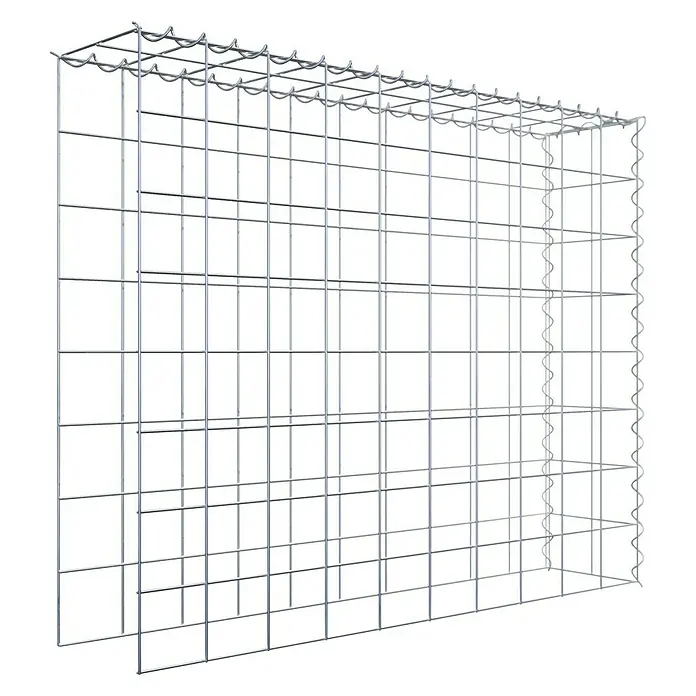 Gabiona Gabione Typ 4 - Zum Anbau in Länge & Höhe, 100 x 20 x 80 cm, Stahl, Maschenbreite: 100 mm, Maschenhöhe: 100 mm, Spirale - Produktansicht eines Gabionenkorbs aus verzinktem Stahl. Der Gabionenkorb ist stabil und langlebig für den Einsatz im Garten- und Landschaftsbau.