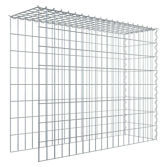 Gabiona Gabione Typ 4 - Zum Anbau in Länge & Höhe, 100 x 30 x 80 cm, Stahl, Maschenbreite: 50 mm, Maschenhöhe: 100 mm, Spirale - Produktabbildung eines Gabionenkäfigs. Der Drahtkäfig ist leer und bereit für die Befüllung mit Steinen oder anderen Materialien zur Gartengestaltung.
