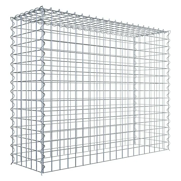 Gabiona Gabione Typ 3 - Zum Anbau in der Höhe, 100 x 30 x 80 cm, Stahl, Maschenbreite: 50 mm, Maschenhöhe: 50 mm, Spirale - Das Bild zeigt einen Gabionenkorb, der typischerweise für Stützmauern oder dekorative Zwecke im Gartenbau verwendet wird.