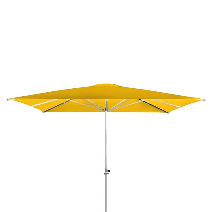 Doppler Alu Expert Marktschirm Teleskop - Gelb, Bespannungsmaß (L x B): 350 x 350 cm - Sonnenschirm in Gelb mit silbernem Gestell. Der Schirm bietet idealen Schutz vor Sonne im Garten oder auf der Terrasse.