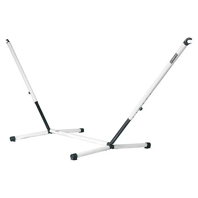 La Siesta Hängemattengestell Nautico Single Size - L x B x H: 310 x 90 x 115 cm, Stahl - Weißes, tragbares Hängemattengestell mit schwarzen Akzenten, bereit für eine Hängematte.